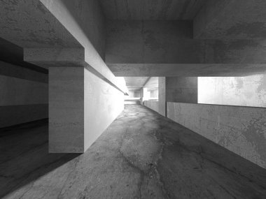 Soyut mimari arka plan. İçi boş beton döşeme. 3d hazırlayıcı