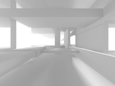 Aydınlatılmış koridor iç tasarımı. Boş Oda İç mimarisi. 3 Boyutlu Hazırlama