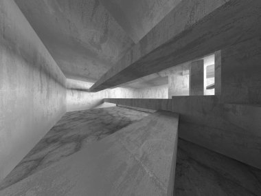 Soyut mimari arka plan. İçi boş beton döşeme. 3d hazırlayıcı