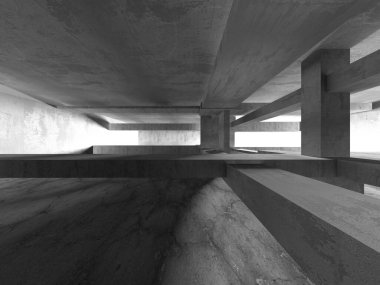 Soyut mimari arka plan. İçi boş beton döşeme. 3d hazırlayıcı