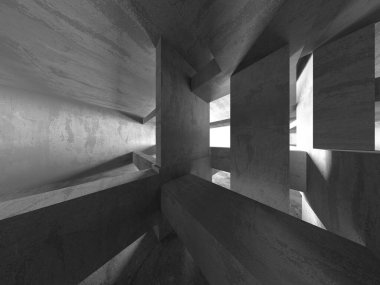 Soyut mimari arka plan. İçi boş beton döşeme. 3d hazırlayıcı