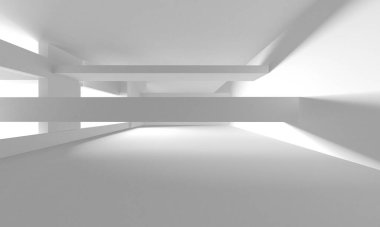 Aydınlatılmış koridor iç tasarımı. Boş Oda İç mimarisi. 3 Boyutlu Hazırlama