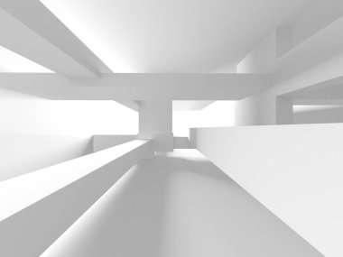 Beyaz Modern Arkaplan. Soyut Bina Konsepti. 3d Hazırlama