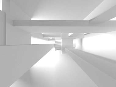 Aydınlatılmış koridor iç tasarımı. Boş Oda İç mimarisi. 3 Boyutlu Hazırlama