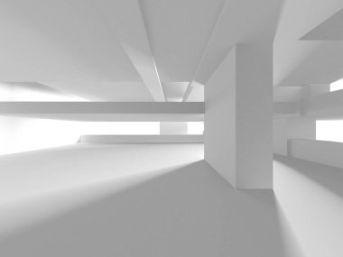 Aydınlatılmış koridor iç tasarımı. Boş Oda İç mimarisi. 3 Boyutlu Hazırlama