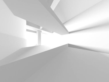 Beyaz Modern Arkaplan. Soyut Bina Konsepti. 3d Hazırlama