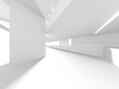 Beyaz Modern Arkaplan. Soyut Bina Konsepti. 3d Hazırlama