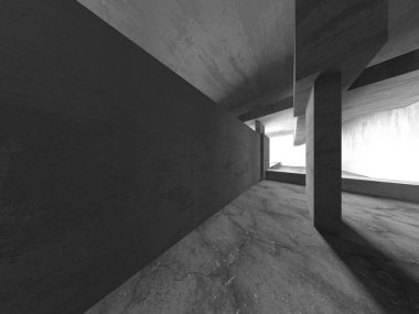 Soyut mimari iç plan. Boş beton oda. 3d hazırlayıcı