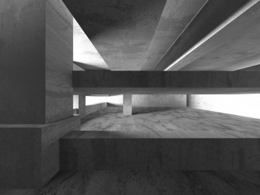 Soyut mimari arka plan. İçi boş beton döşeme. 3d hazırlayıcı