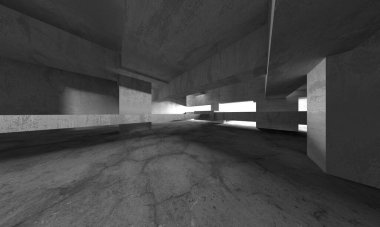 Soyut mimari iç plan. Boş beton oda. 3d hazırlayıcı