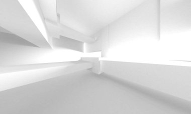 Beyaz Modern Arkaplan. Soyut Bina Konsepti. 3d Hazırlama