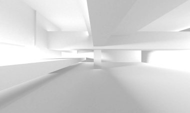 Aydınlatılmış koridor iç tasarımı. Boş Oda İç mimarisi. 3 Boyutlu Hazırlama