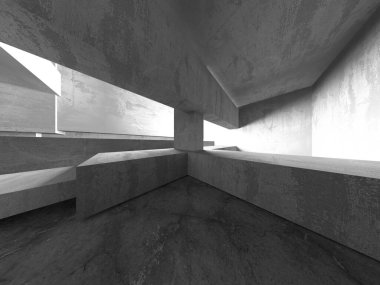 Soyut mimari iç plan. Boş beton oda. 3d hazırlayıcı