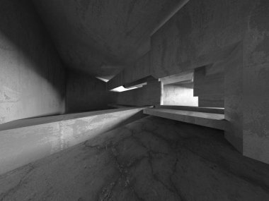 Soyut mimari arka plan. İçi boş beton döşeme. 3d hazırlayıcı
