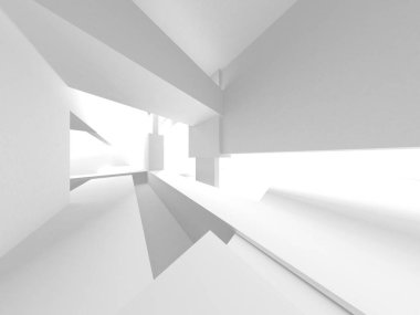 Aydınlatılmış koridor iç tasarımı. Boş Oda İç mimarisi. 3 Boyutlu Hazırlama