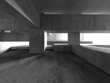 Soyut mimari arka plan. İçi boş beton döşeme. 3d hazırlayıcı