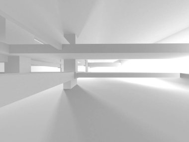 Aydınlatılmış koridor iç tasarımı. Boş Oda İç mimarisi. 3 Boyutlu Hazırlama