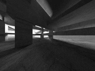 Soyut mimari arka plan. İçi boş beton döşeme. 3d hazırlayıcı