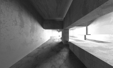 Soyut mimari iç plan. Boş beton oda. 3d hazırlayıcı