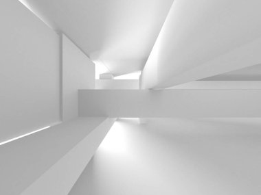 Aydınlatılmış koridor iç tasarımı. Boş Oda İç mimarisi. 3 Boyutlu Hazırlama