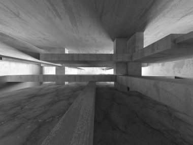 Soyut mimari arka plan. İçi boş beton döşeme. 3d hazırlayıcı