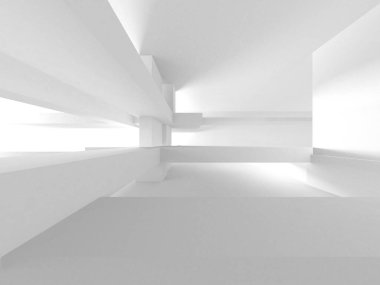 Aydınlatılmış koridor iç tasarımı. Boş Oda İç mimarisi. 3 Boyutlu Hazırlama