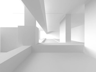 Aydınlatılmış koridor iç tasarımı. Boş Oda İç mimarisi. 3 Boyutlu Hazırlama