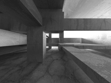 Soyut mimari arka plan. İçi boş beton döşeme. 3d hazırlayıcı