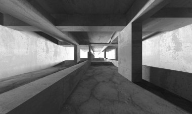 Soyut mimari iç plan. Boş beton oda. 3d hazırlayıcı