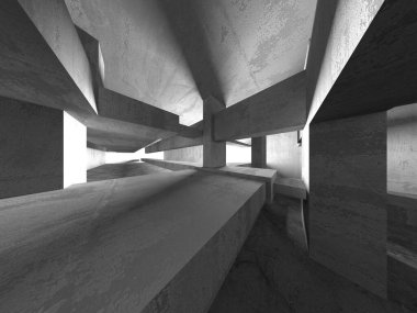 Soyut mimari arka plan. İçi boş beton döşeme. 3d hazırlayıcı