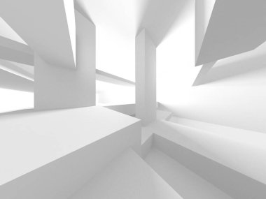 Beyaz Modern Arkaplan. Soyut Bina Konsepti. 3d Hazırlama