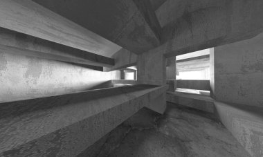 Soyut mimari iç plan. Boş beton oda. 3d hazırlayıcı
