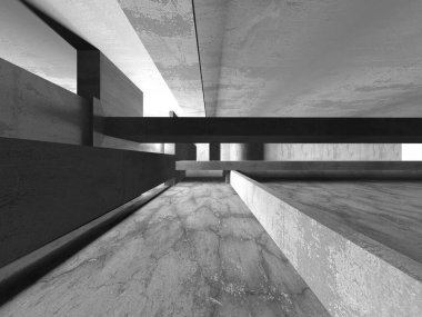 Soyut mimari iç plan. Boş beton oda. 3d hazırlayıcı