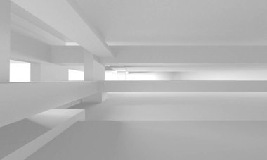 Aydınlatılmış koridor iç tasarımı. Boş Oda İç mimarisi. 3 Boyutlu Hazırlama