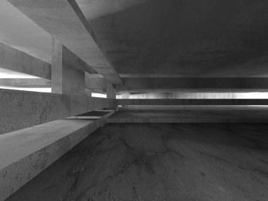 Soyut mimari arka plan. İçi boş beton döşeme. 3d hazırlayıcı