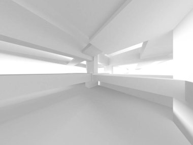 Aydınlatılmış koridor iç tasarımı. Boş Oda İç mimarisi. 3 Boyutlu Hazırlama