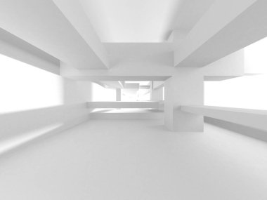 Beyaz Modern Arkaplan. Soyut Bina Konsepti. 3d Hazırlama