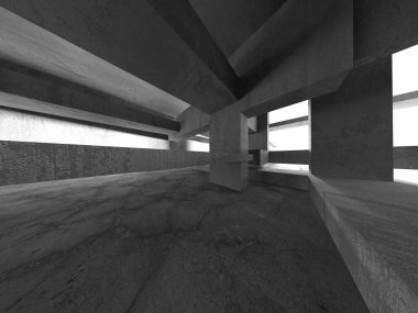 Soyut mimari arka plan. İçi boş beton döşeme. 3d hazırlayıcı