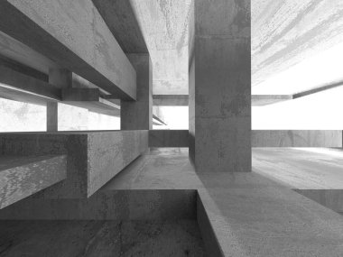 Soyut mimari iç plan. Boş beton oda. 3d hazırlayıcı