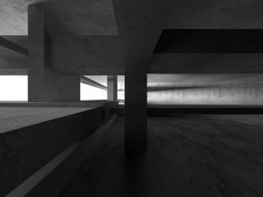 Soyut mimari arka plan. İçi boş beton döşeme. 3d hazırlayıcı