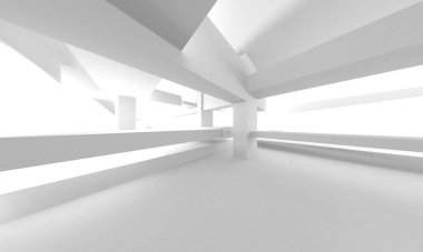 Beyaz Modern Arkaplan. Soyut Bina Konsepti. 3d Hazırlama