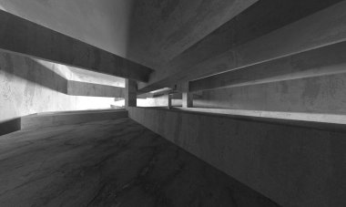 Soyut mimari iç plan. Boş beton oda. 3d hazırlayıcı