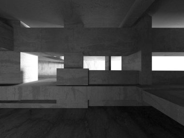 Soyut mimari arka plan. İçi boş beton döşeme. 3d hazırlayıcı