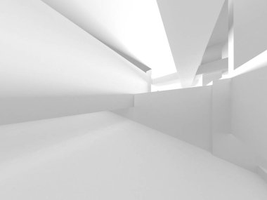 Aydınlatılmış koridor iç tasarımı. Boş Oda İç mimarisi. 3 Boyutlu Hazırlama