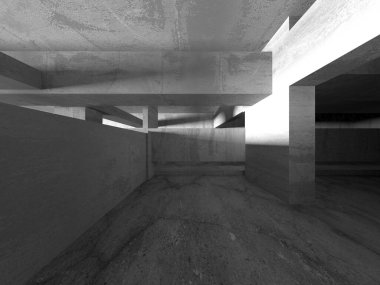 Soyut mimari arka plan. İçi boş beton döşeme. 3d hazırlayıcı