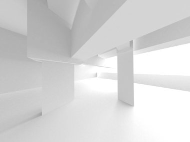 Aydınlatılmış koridor iç tasarımı. Boş Oda İç mimarisi. 3 Boyutlu Hazırlama