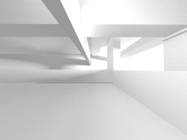 Beyaz Modern Arkaplan. Soyut Bina Konsepti. 3d Hazırlama