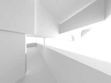 Beyaz Modern Arkaplan. Soyut Bina Konsepti. 3d Hazırlama