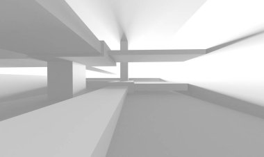 Beyaz Modern Arkaplan. Soyut Bina Konsepti. 3d Hazırlama