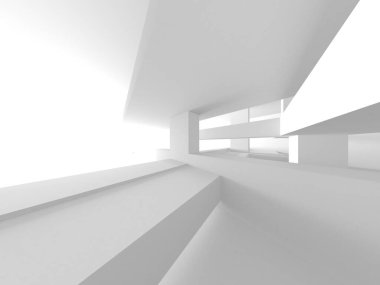 Aydınlatılmış koridor iç tasarımı. Boş Oda İç mimarisi. 3 Boyutlu Hazırlama